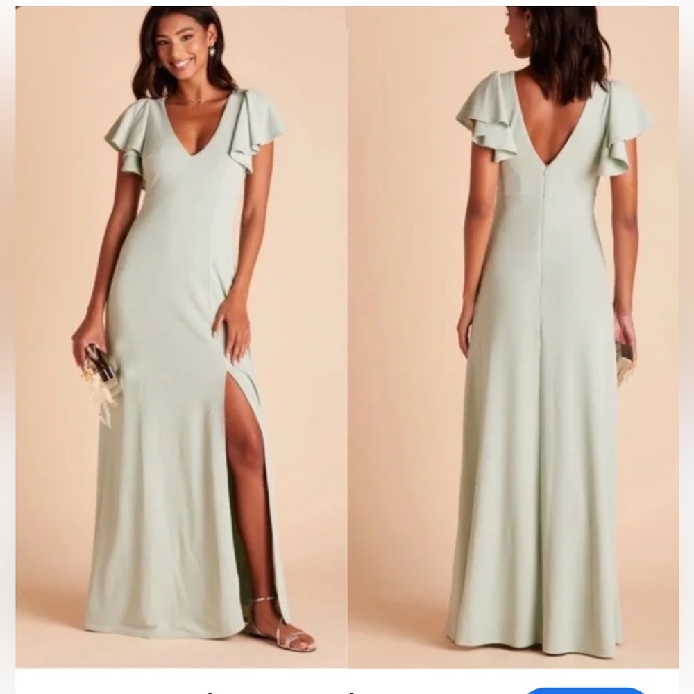 Birdie Grey Hannah Sage Crepe Flutter Sleeve Maxi Dress Size S